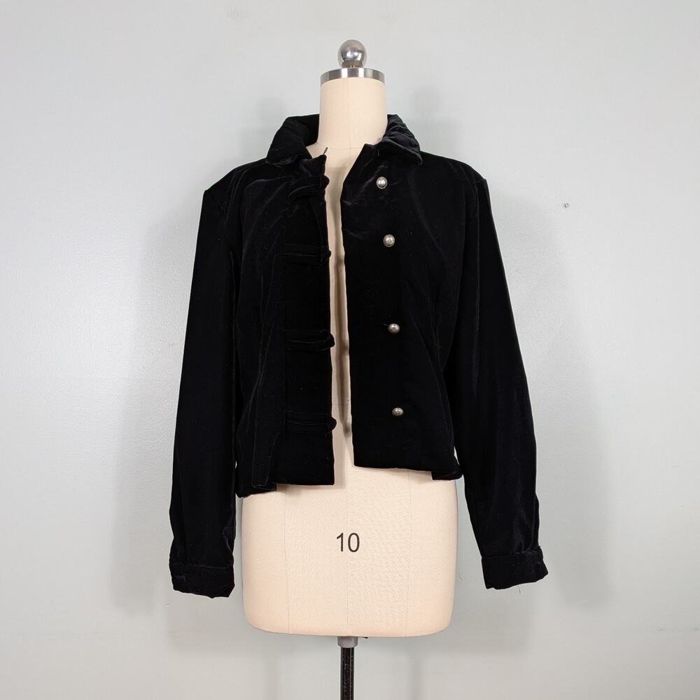 Velvet Jacket Blazer Black Vintage 90s Goth Whimsigoth Romance Button Victorian